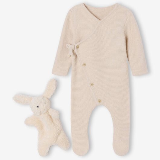 3-Piece Set for Newborns: Jumpsuit + Beanie + Comforter marl beige