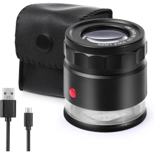 30X Magnifying Glass, USB Rechargeable, 8 Lights, Portable Eye Magnifier for Sewing, Watches, Jewelry, Coins, Stamps