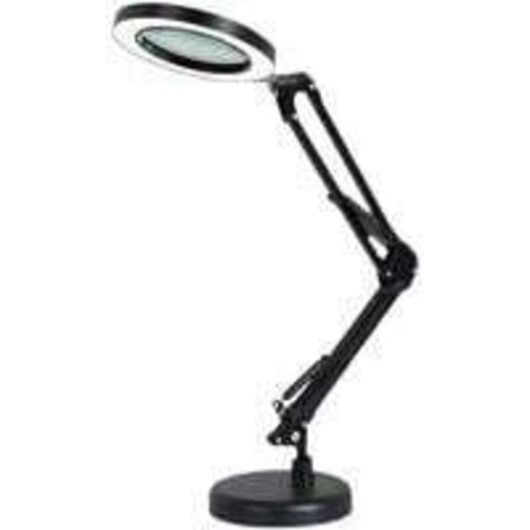 5x LED magnifying lamp, desk lamp with adjustable swivel arm and glass lens, for repairs, crafts, reading and sewing, black