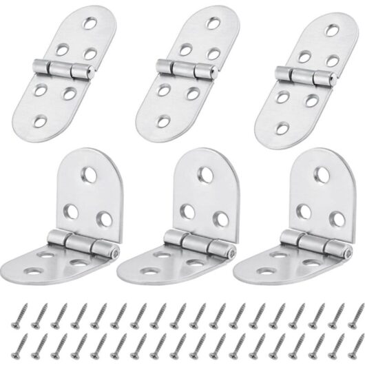 6 Pcs 270 Degree Folding Table Hinges, Flat Cabinet Door Folding Hinges, Metal Round Edge Sewing Machine Folding Table Furniture Flip Tray Hinge