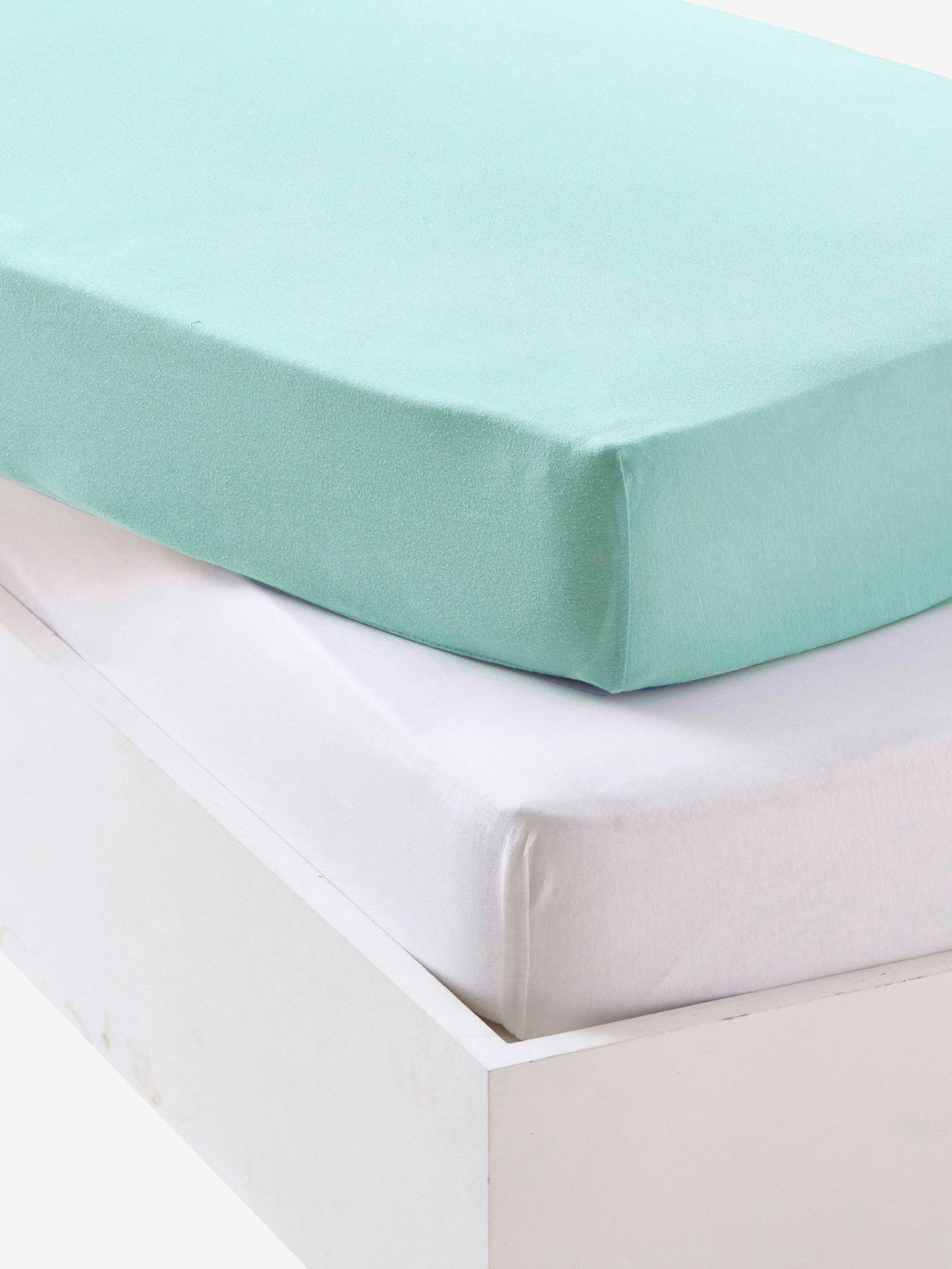 Baby Pack of 2 Fitted Sheets in Stretch Jersey Knit green