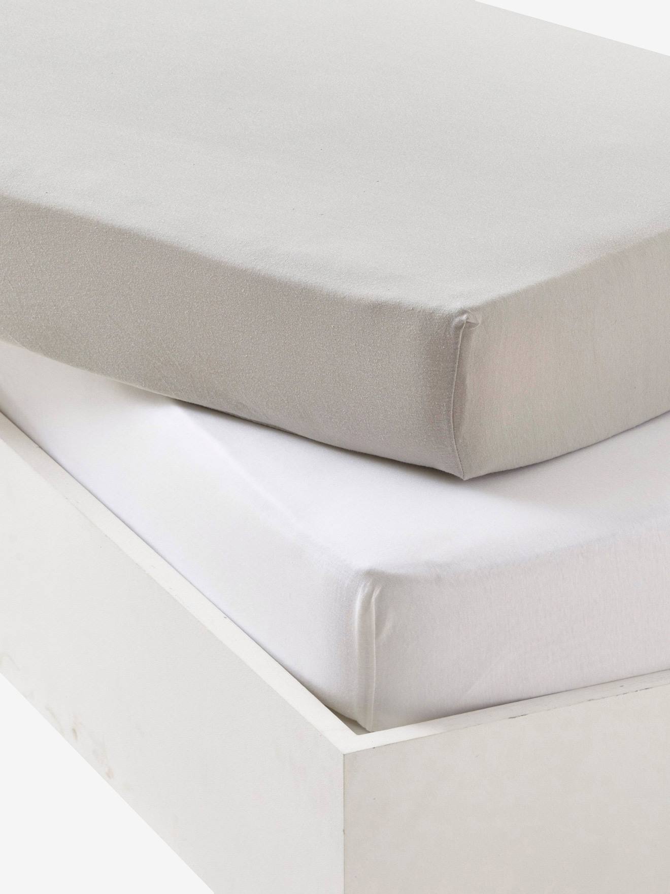 Baby Pack of 2 Fitted Sheets in Stretch Jersey Knit grey
