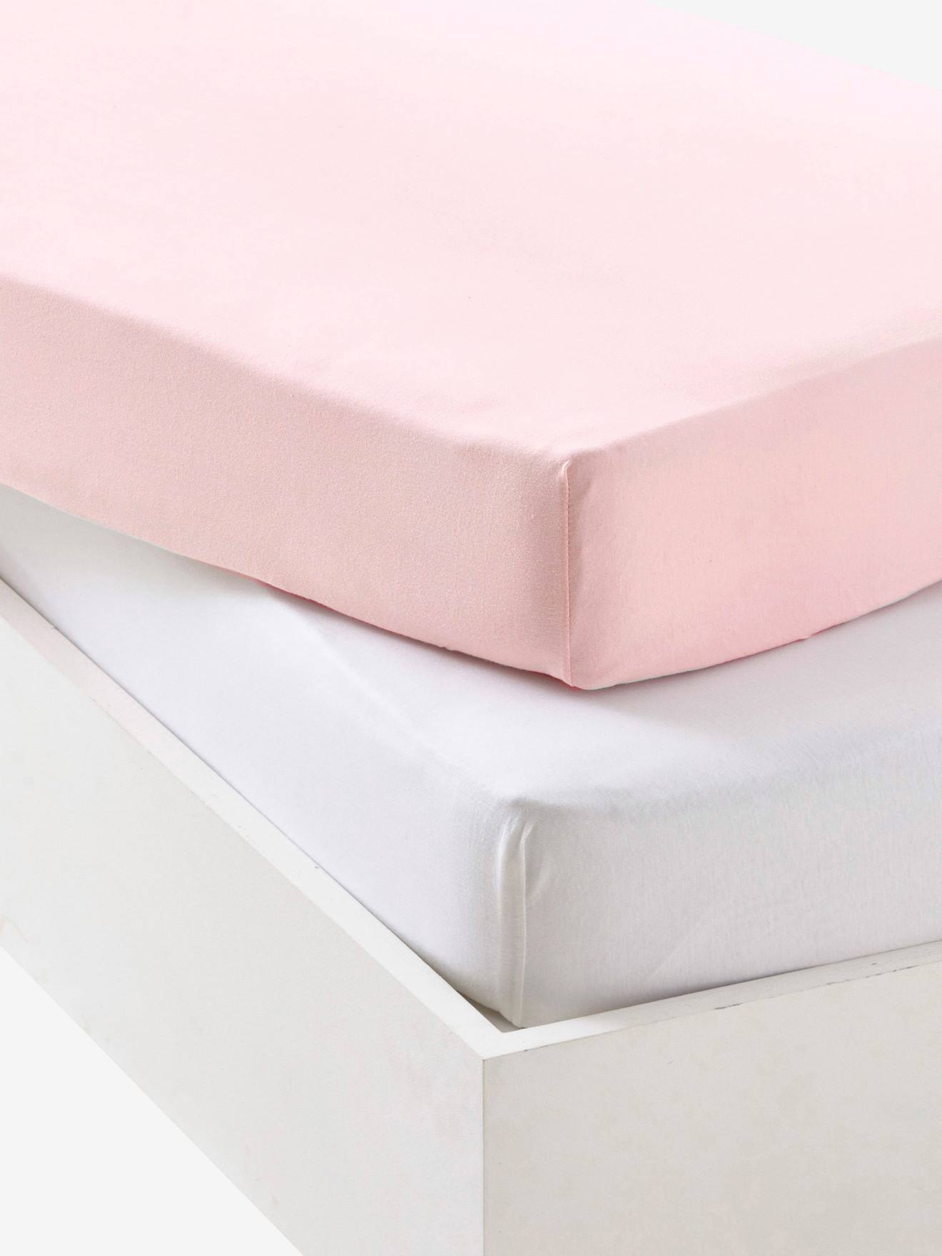 Baby Pack of 2 Fitted Sheets in Stretch Jersey Knit light pink