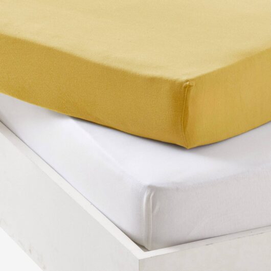 Baby Pack of 2 Fitted Sheets in Stretch Jersey Knit mustard
