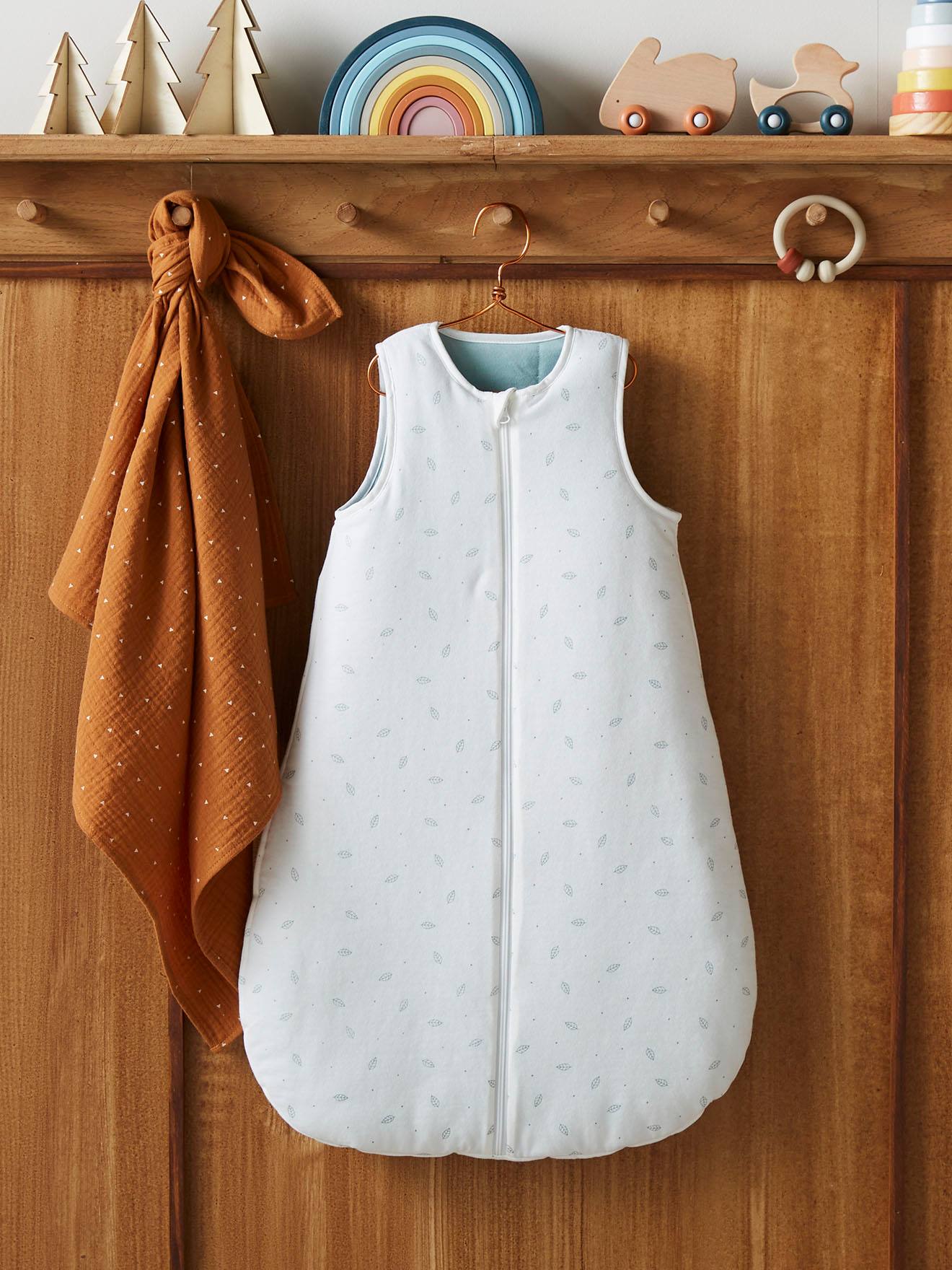 Baby Sleep Bag in Organic Cotton* with opening in the middle, Dreamy white medium all over printed