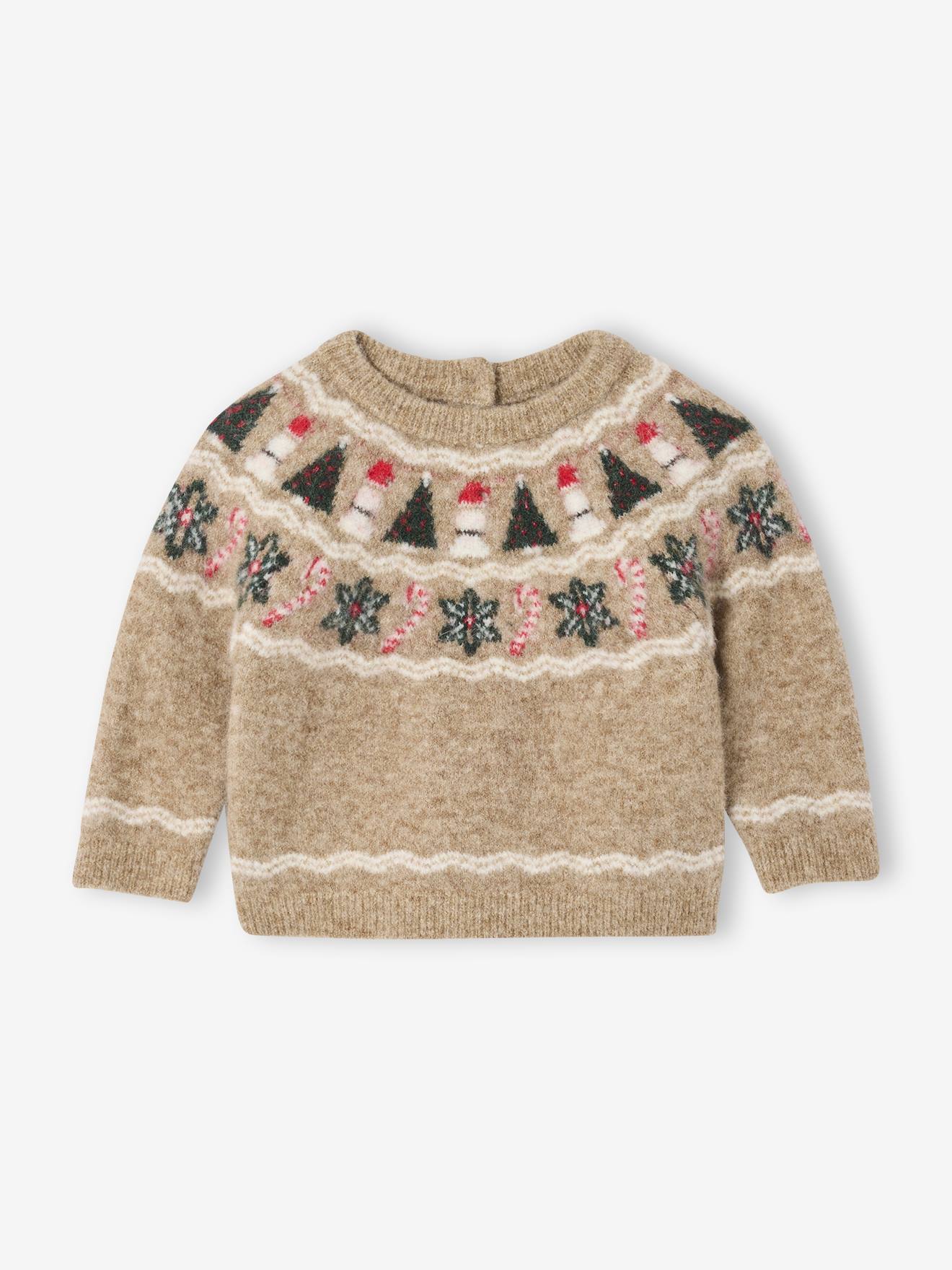 Baby boy Christmas jacquard jumper marl beige