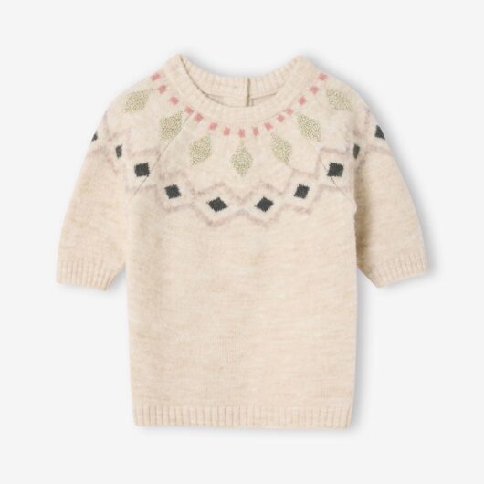 Baby dress in jacquard knit vanilla