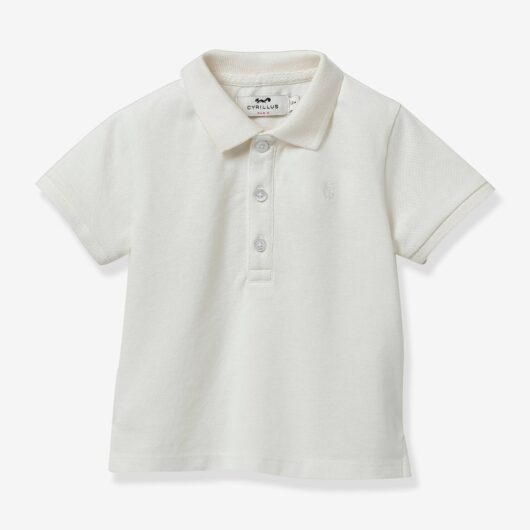 Baby's pique knit polo shirt - Organic cotton CYRILLUS ecru