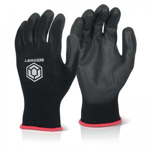 Beeswift PU Coated Gloves Black Small Pack of 10 EC9NBLS BSW33466
