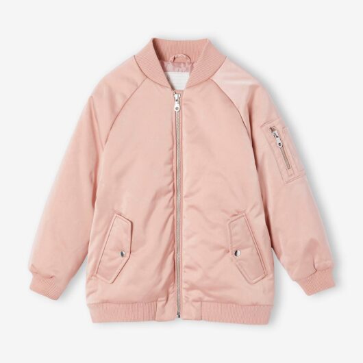 Bomber Jacket with Satiny Effect for Girls rosy