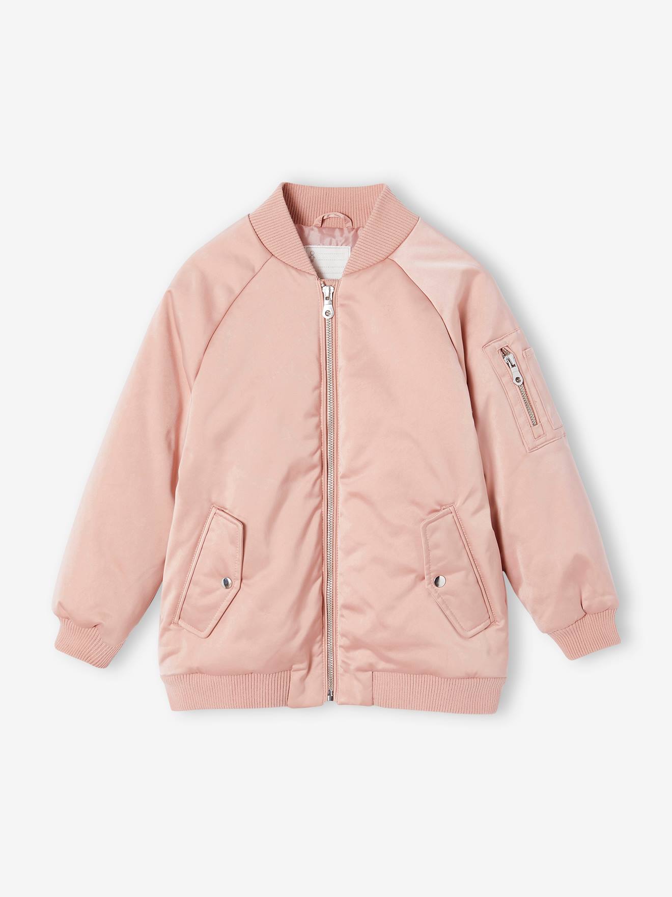 Bomber Jacket with Satiny Effect for Girls rosy