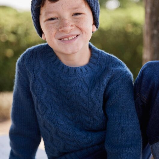 Cable Knit Jumper for Boys deep blue