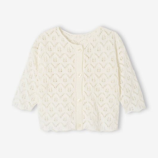 Cardigan in Openwork Knit for Babies white