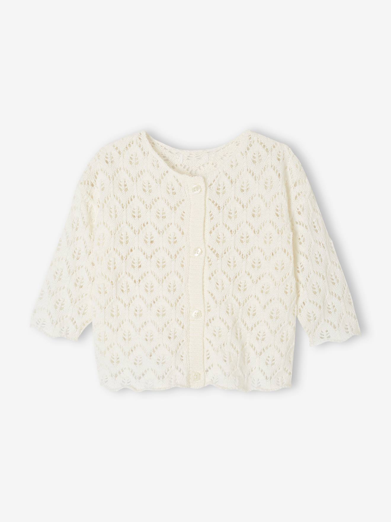 Cardigan in Openwork Knit for Babies white