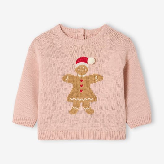 Christmas Gingerbread Jumper for Girls rosy