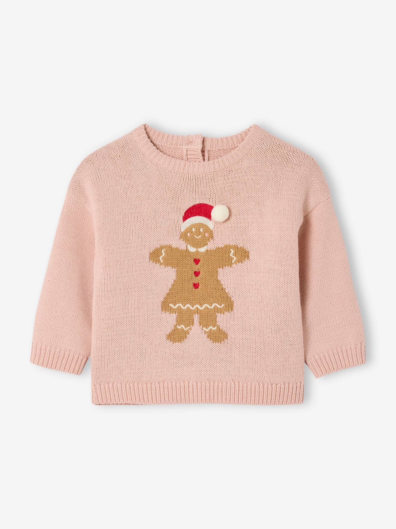 Christmas Gingerbread Jumper for Girls rosy
