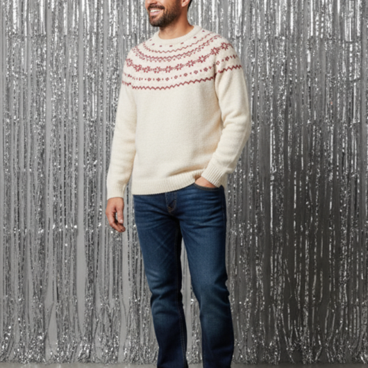 Christmas Jacquard Jumper for Men, Family Capsule Collection, ENVIE DE FRAISE ecru