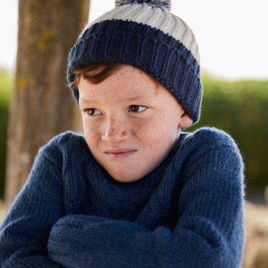 Colourblock Beanie + Snood + Gloves Set for Boys night blue