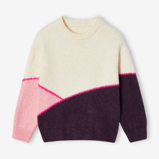 Colourblock Jumper for Girls sweet pink