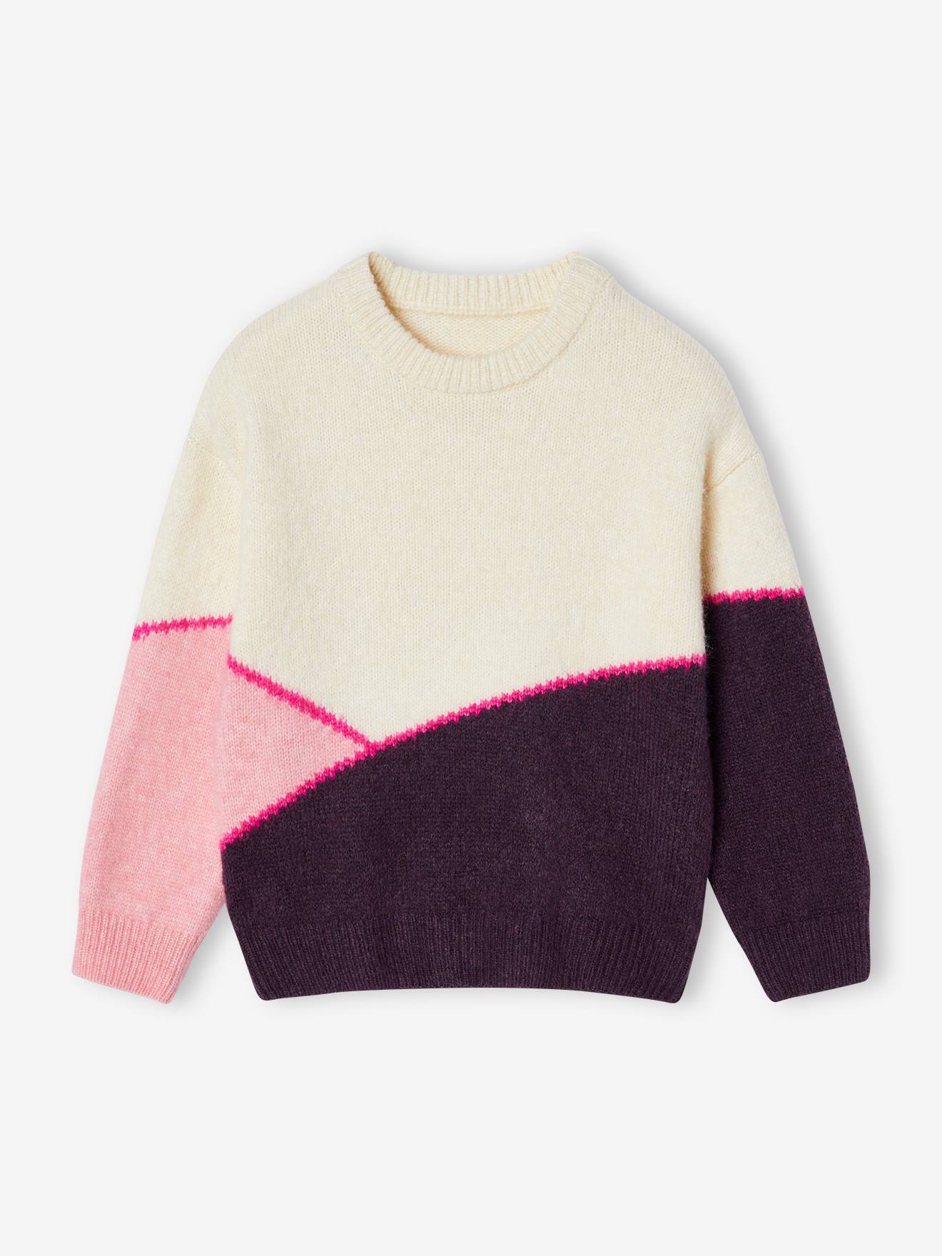 Colourblock Jumper for Girls sweet pink