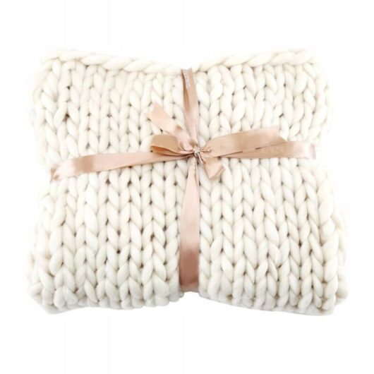 Comfortable Blanket, Extra Thick Hand-Woven Wool Blanket, White, 6060