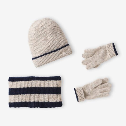 Cool Kids Beanie + Snood + Gloves Set for Boys grey blue