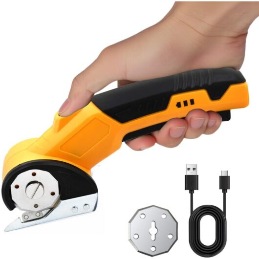 Cordless Rechargeable Electric Scissors - Pinking Scissors Sewing - Rotary Electric Cutter 240 Strokes / Min Safety Lock for Cardboard Leather Fabric