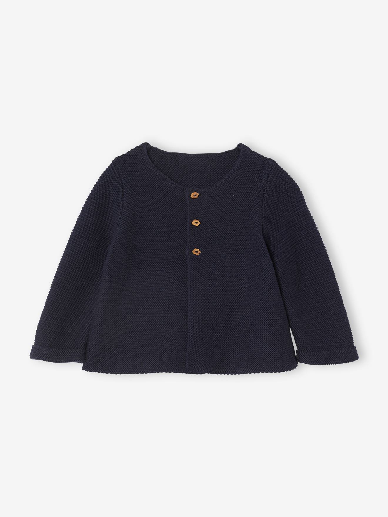 Cotton Cardigan for Babies blue dark solid