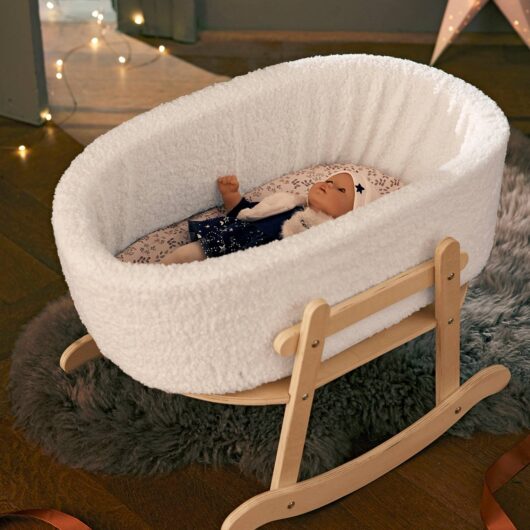 Cradle in FSC® Wood & Bouclé Fabric white medium solid