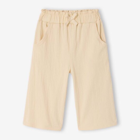 Crinkled Knit Trousers for Baby Girls ecru