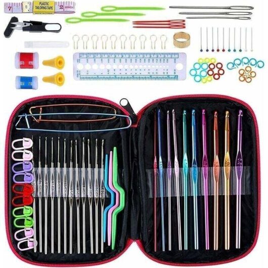 Crochet Needle Set, Knitting Kit for Beginners and Adults, Tool Accessories with Mini Case,