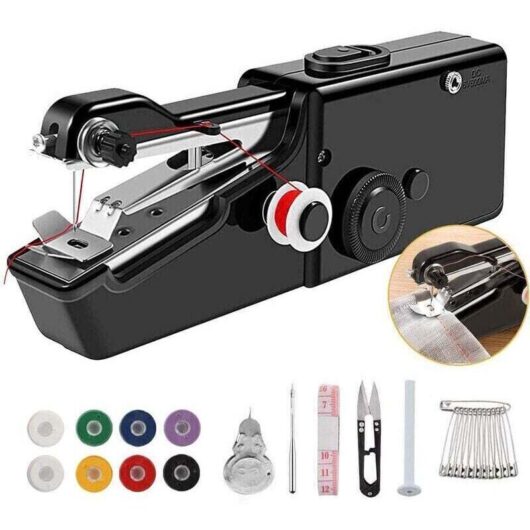 DIY Sewing Machine (Black), Mini Portable Sewing Machine with Rechargeable Cord, Suitable for Sewing, DIY Sewing Tools, Clothes, Fabrics, Curtains