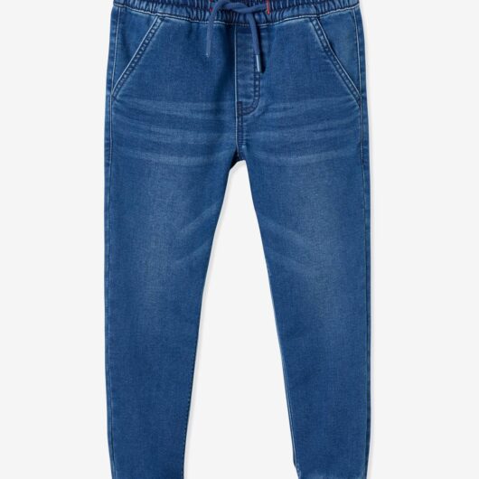 Denim-Effect Fleece Joggers, Easy to Put On, for Boys denim blue