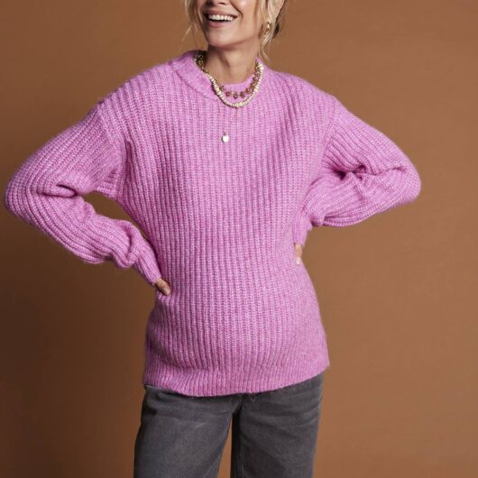 ENVIE DE FRAISE nursing jumper in pearl knit raspberry pink