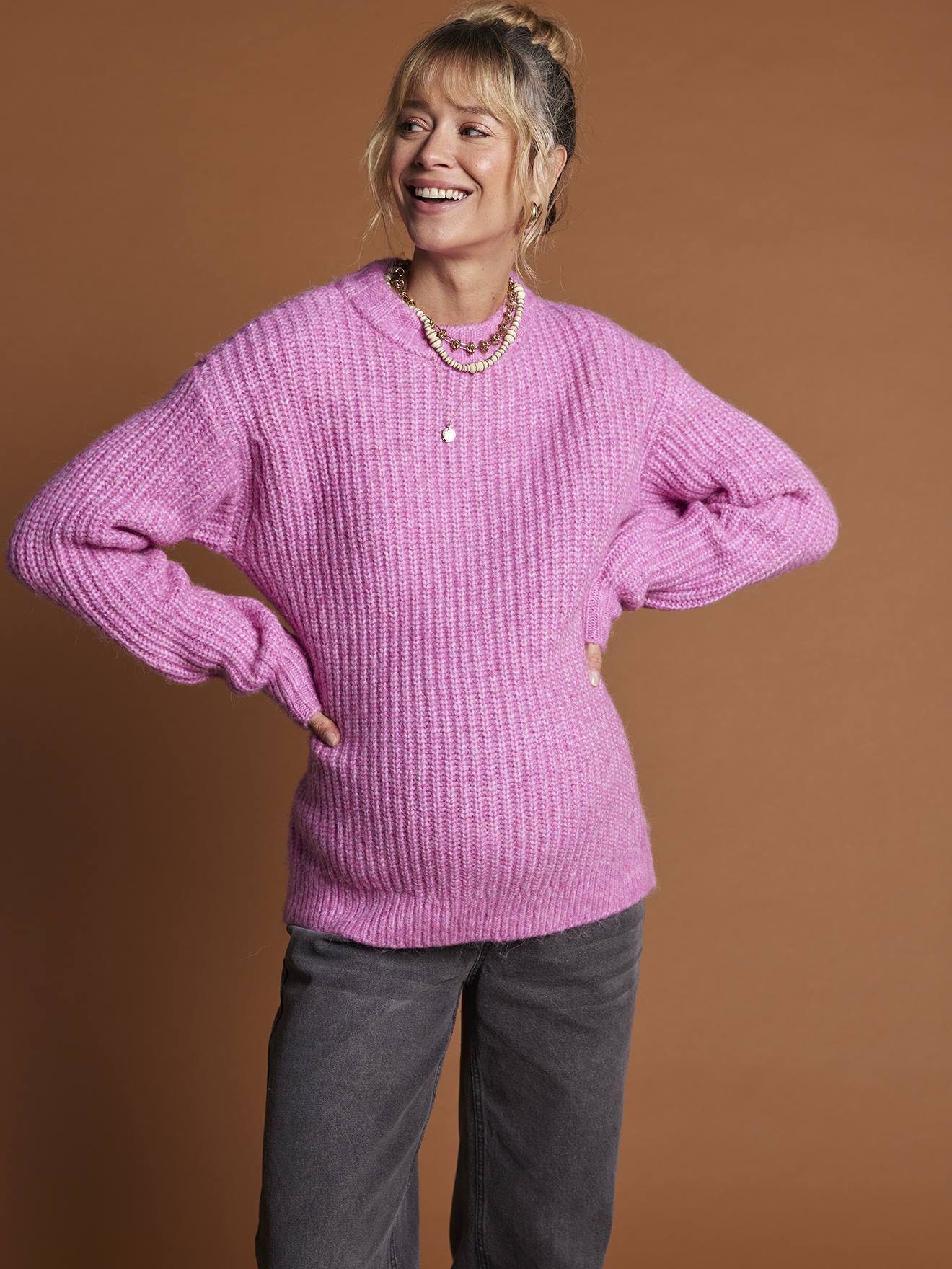 ENVIE DE FRAISE nursing jumper in pearl knit raspberry pink