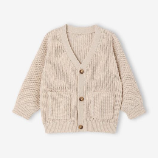 Essential V-neck cardigan for baby boys ecru