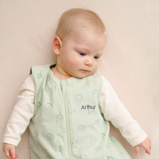 Essentials Summer Special Baby Sleeping Bag, Opens in the Middle, Bali printed green