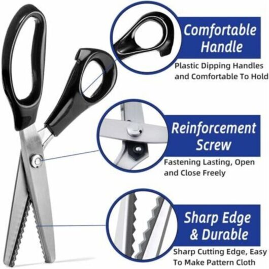 Fabric scissors, zigzag scissors, professional tailor's scissors, pinking shears for sewing fabrics by the meter, stainless steel zigzag scissors