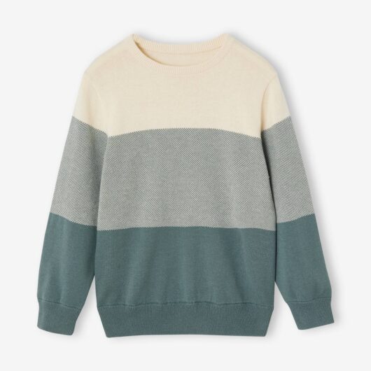 Fancy Knit Colourblock Jumper for Boys aqua green