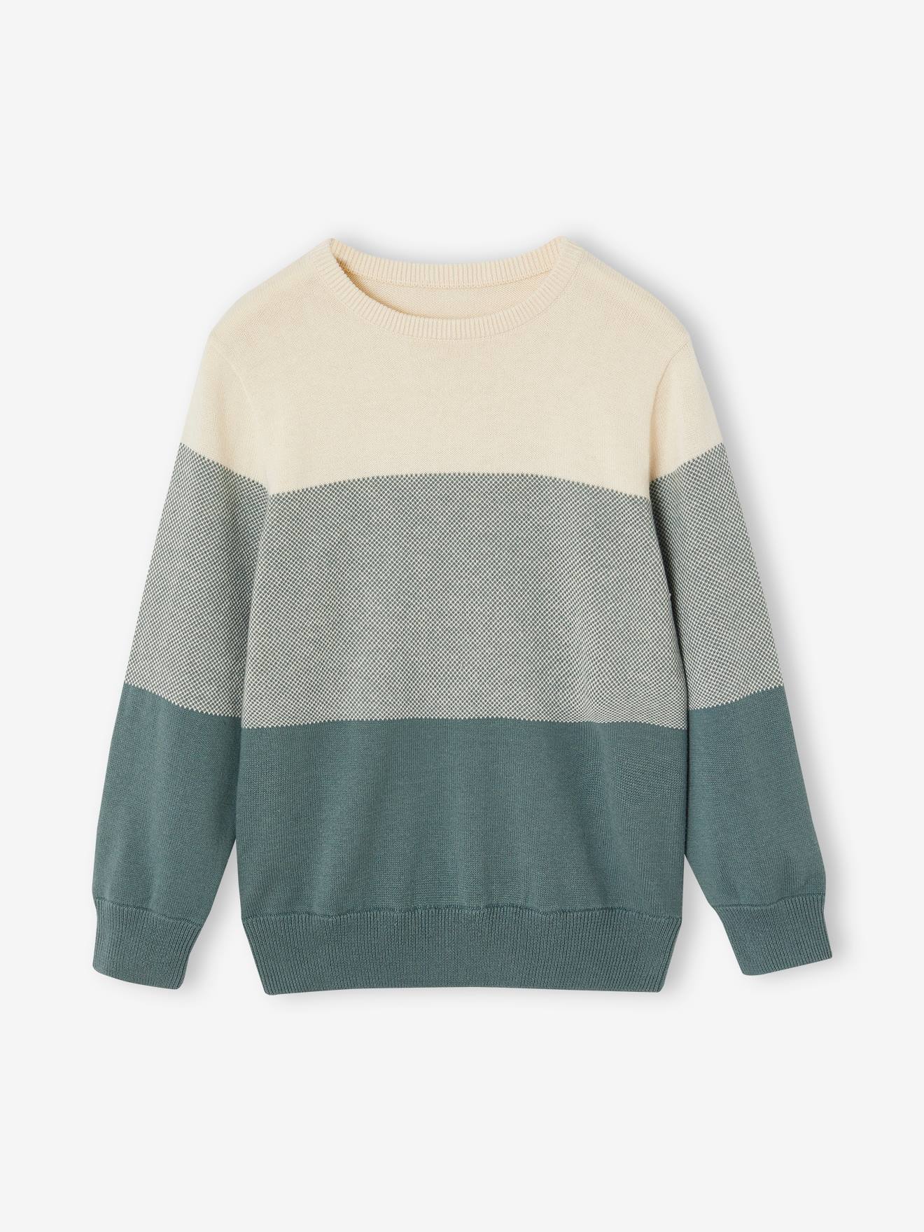 Fancy Knit Colourblock Jumper for Boys aqua green