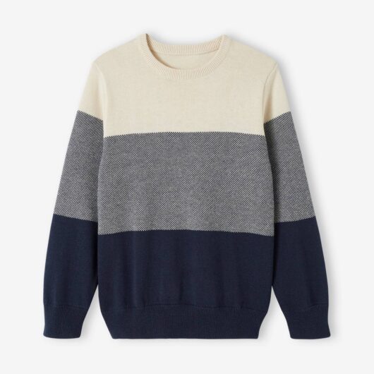 Fancy Knit Colourblock Jumper for Boys night blue
