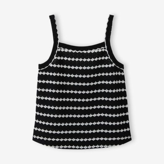 Fancy Knit Strappy Top for Girls, JONEN black