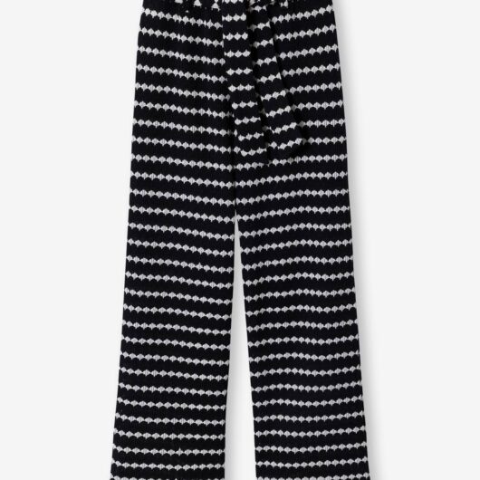 Fancy Knitted Wide-Leg Trousers for Girls, by JONEN black