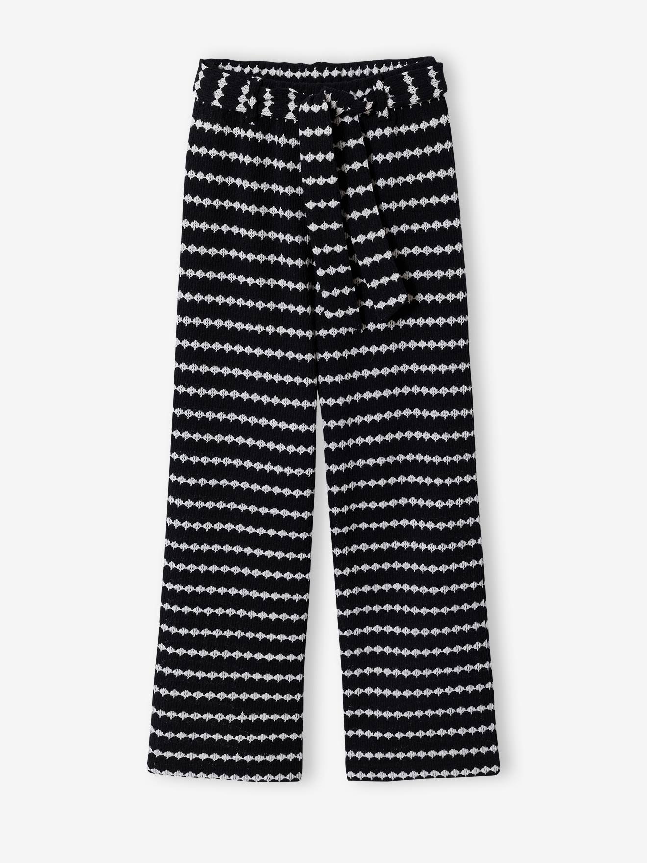 Fancy Knitted Wide-Leg Trousers for Girls, by JONEN black