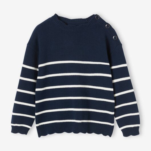 Fancy Striped Jumper for Girls navy blue