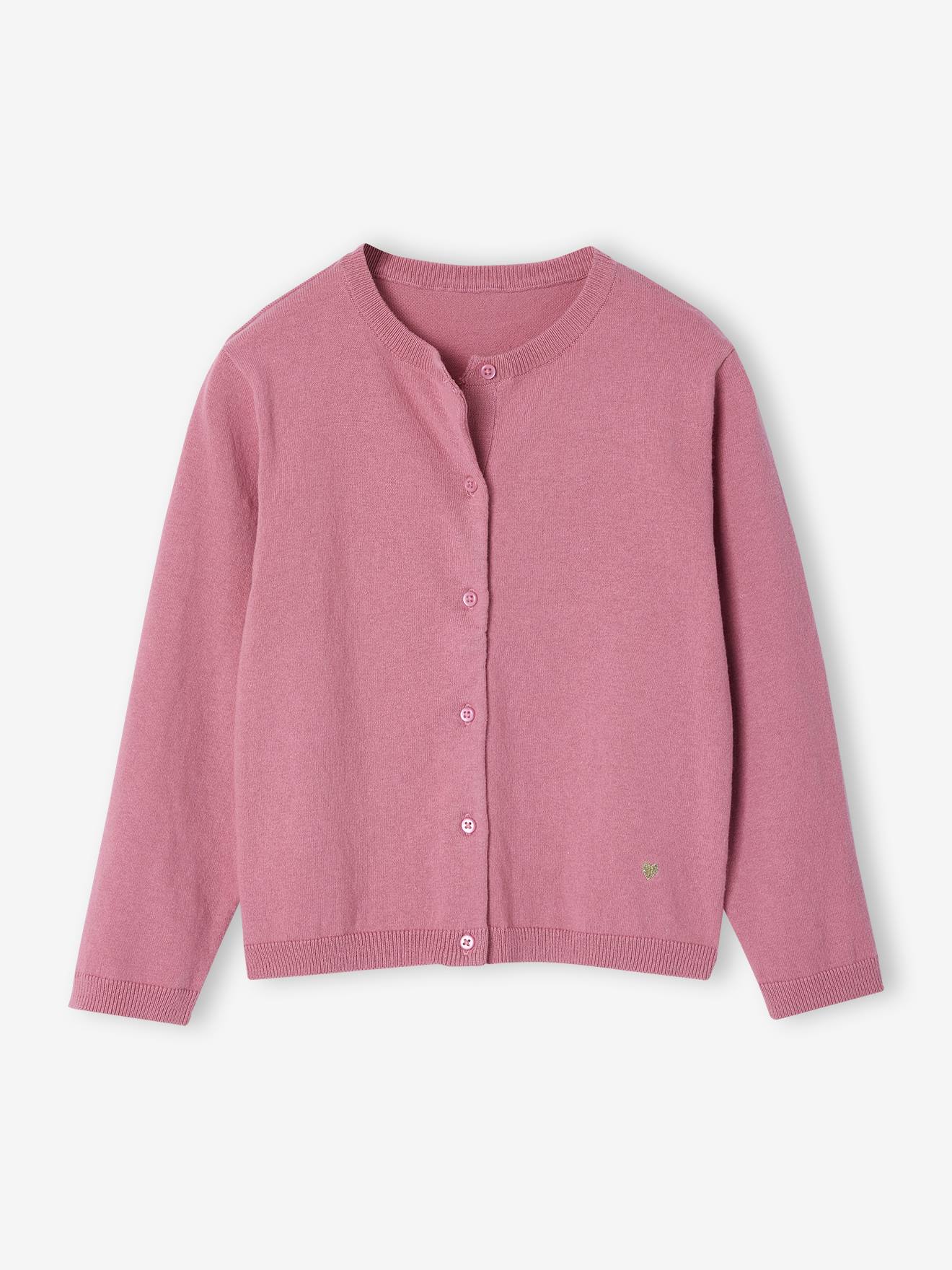 Fine Knit Basics Cardigan for Girls dusky pink