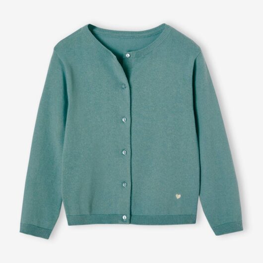 Fine Knit Basics Cardigan for Girls emerald green