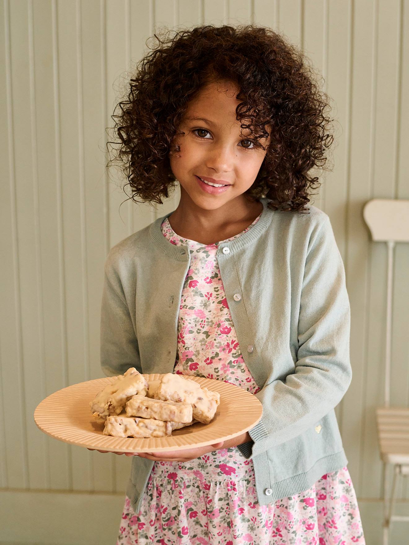 Fine Knit Basics Cardigan for Girls grey blue