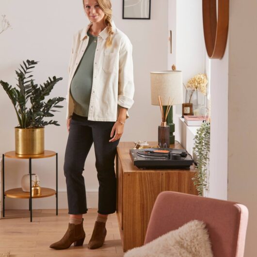 Flared Jeans for Maternity, Inside Leg 65 cm grey dark solid
