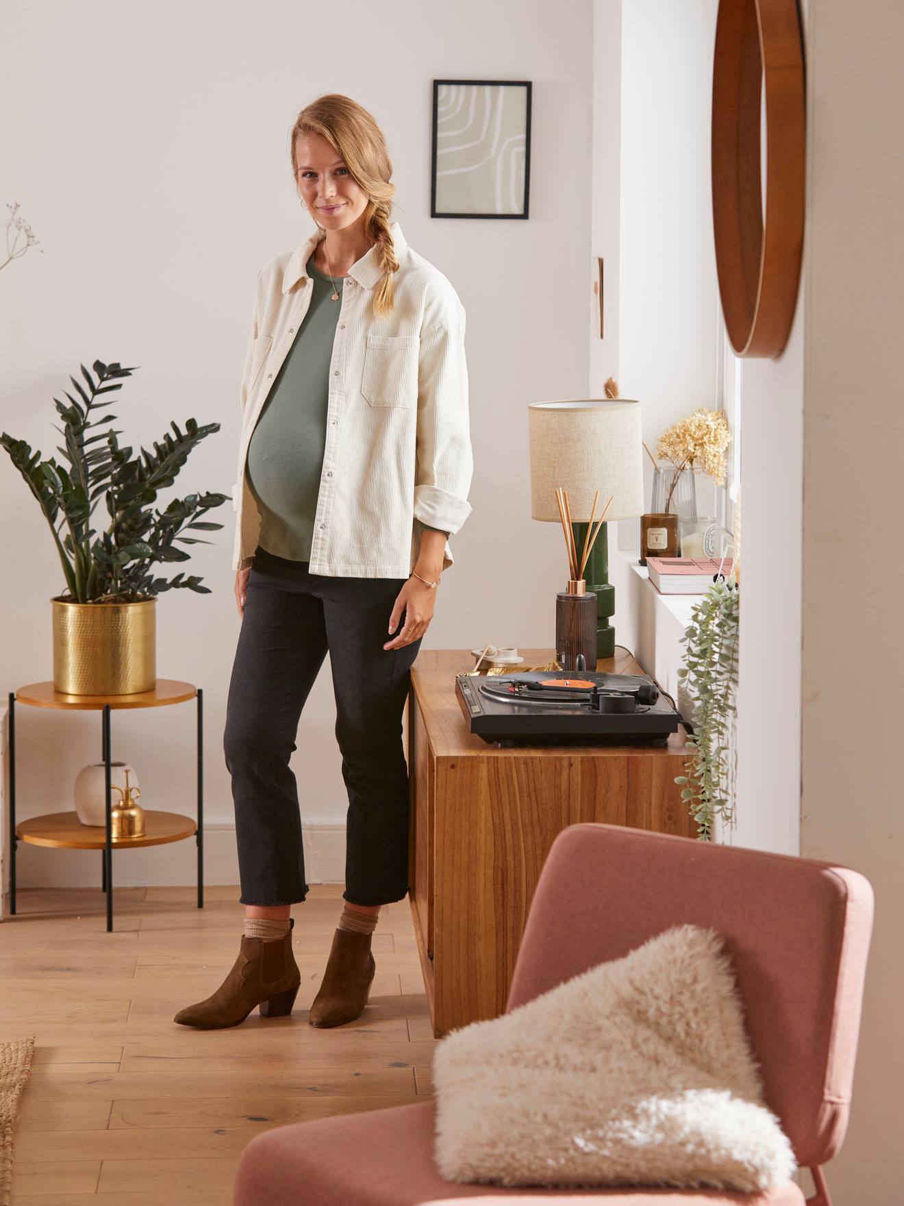 Flared Jeans for Maternity, Inside Leg 65 cm grey dark solid